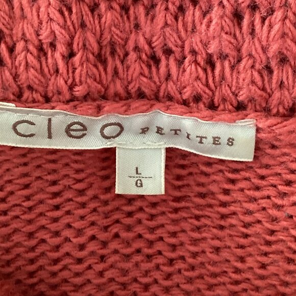 Cleo Petites Women's Cable Knit Sweater Size LP Short Sleeve Big Cowl Neck - Picture 6 of 7
